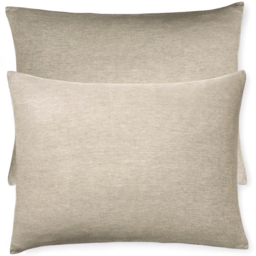 West Elm Dark Flax Warm Gray Melange Linen Cotton Blend Pillow Shams NWT